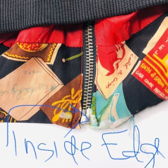 Vintage 1990s Spenser Jeremy Silk Matchbook Print Bomber Jacket Coat - Picture 7 of 8